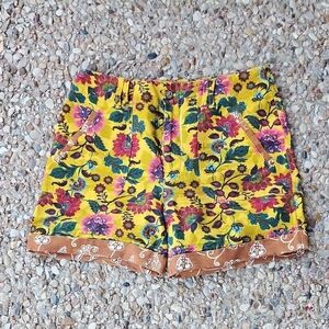 Sundance Brand Mustard Linen Blend Floral Shorts Size 10